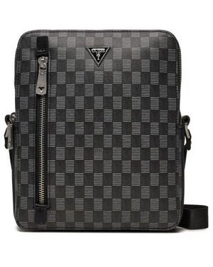 Guess Torino Geometric-Printed Crossbody Bag - Black
