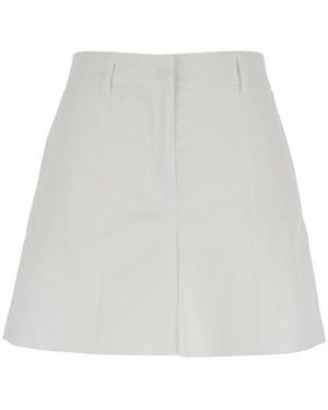Plain Belted Shorts With Loops - White