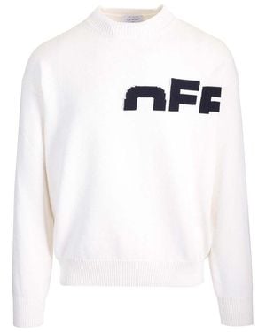 Off-White c/o Virgil Abloh Logo Detailed Crewneck Jumper - White
