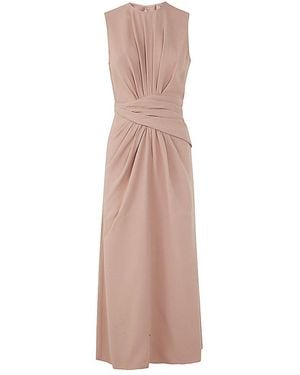 N°21 Pleated Sleeveless Midi Dress - Natural