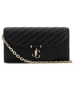 Jimmy Choo Avenue Curve Chain Linked Wallet - Black