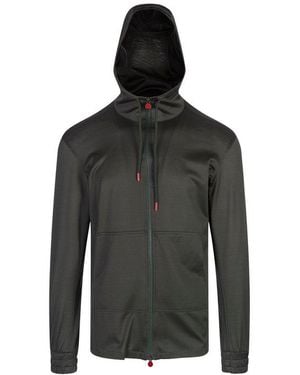 Kiton Drawstring Zip-up Hoodie - Black