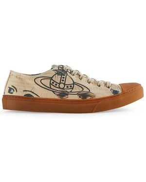 Vivienne Westwood Logo Printed Lace-Up Trainers - Brown