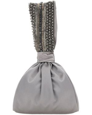 Alberta Ferretti Handbag With Strass And Beads - Grey