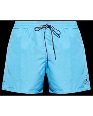 Paul Smith Zebra-Patch Swim Shorts - Blue