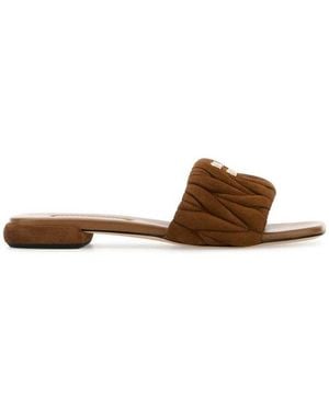 Miu Miu Open-Toe Slip-On Sandals - Brown
