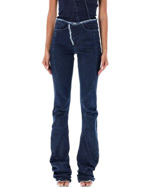 OTTOLINGER Raw-Edge Drape Denim Trousers - Blue