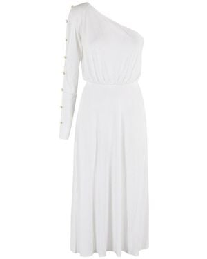 Elisabetta Franchi One-Shoulder Midi Dress - White