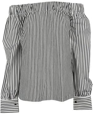 Max Mara Striped Off-Shoulder Top - Black