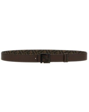 Fendi Monogram-Printed Ff Buckle Reversible Belt - Black