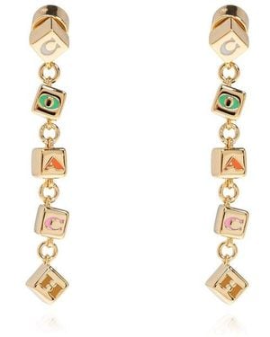 COACH Long Earrings With Logo - White