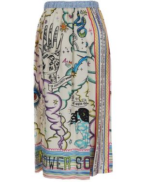 ME 369 Vanessa Patterned Midi Skirt - White