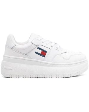 Tommy Hilfiger Retro Leather Platform Basketball Trainers - White