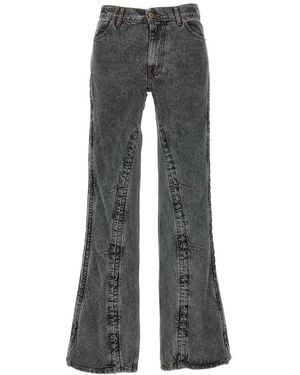 Y. Project Faded Effect Flared Jeans - Grey