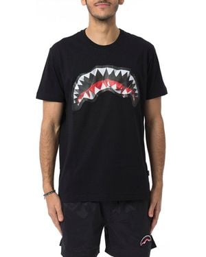 Sprayground Crumpled Shark Crewneck T-Shirt - Black