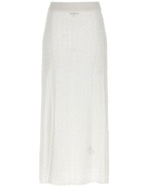Ganni Shiny Pointelle Knitted Skirt - White