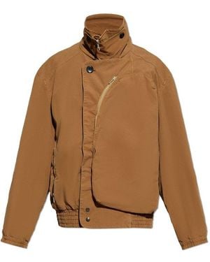 Dries Van Noten Overdyed Mock Neck Jacket - Brown