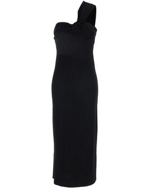 P.A.R.O.S.H. One-Shoulder Dress With Sweetheart Neckline - Black