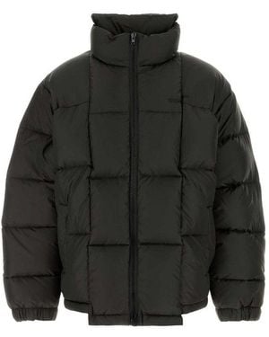 Vetements Logo Embroidered Zip-Up Padded Jacket - Black