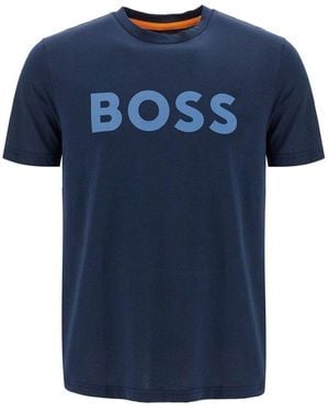 BOSS Logo Printed Crewneck T-shirt - Blue