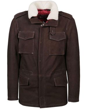 Stewart Shearling Collar Jacket - Brown