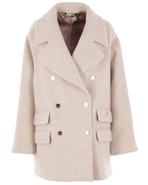 Elisabetta Franchi Double-Breasted Coat - Natural