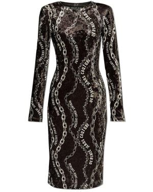 Versace Jeans Couture Chain Print Midi Dress - Black