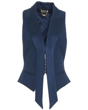 Elisabetta Franchi Satin Lapels Crêpe Tuxedo Waistcoat - Blue