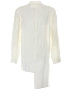 Yohji Yamamoto Unbalanced Collar Long-Sleeved Shirt - White
