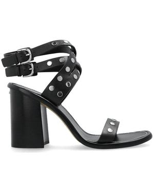 MICHAEL Michael Kors Irene Studded Leather Block Heel Sandals - Black