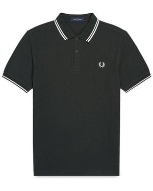 Fred Perry Pique Polo With Twin Stripe - Black