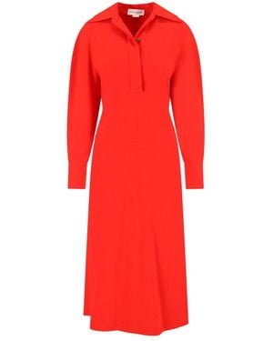Victoria Beckham Long Sleeve Maxi Dress - Red