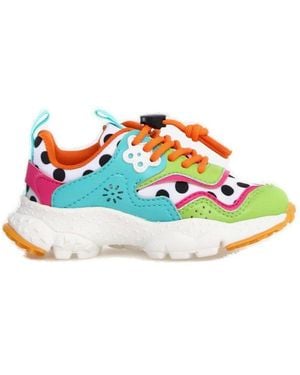 Flower Mountain Polka Dot Printed Panelled Lace-Up Trainers - Multicolour