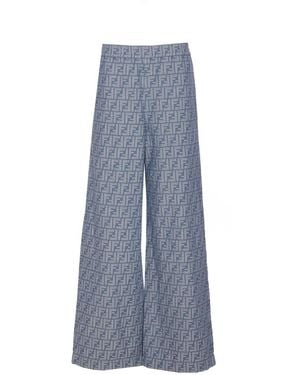 Fendi Ff Logo Trousers - Blue