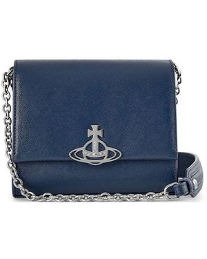 Vivienne Westwood Logo Plaque Chain Linked Wallet - Blue