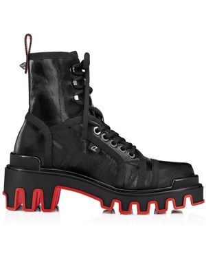 Christian Louboutin Panaroot Dune 40 Coated Cotton-canvas Platform Ankle Boots - Black
