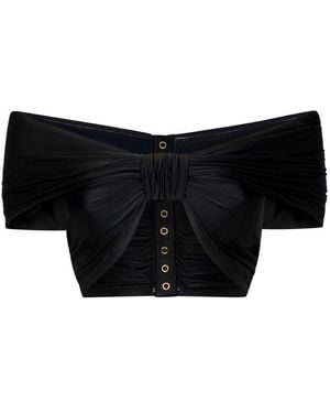 Rabanne Bow Detailed Cropped Top - Black