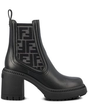 Fendi Domino Heeled Ankle Boots - Black