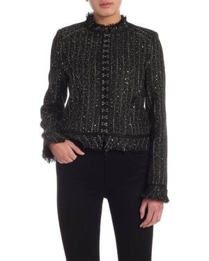 Karl Lagerfeld Sequinned Fringed Jacket - Black
