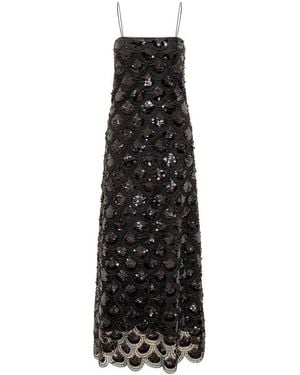 ROTATE BIRGER CHRISTENSEN Sequin Embellished Maxi Slip Dress - Black