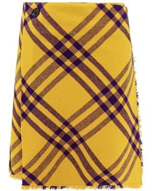 Burberry Embroidered Wool Skirt - Yellow