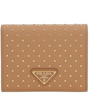 Prada Embellished Bi-Fold Wallet - Brown