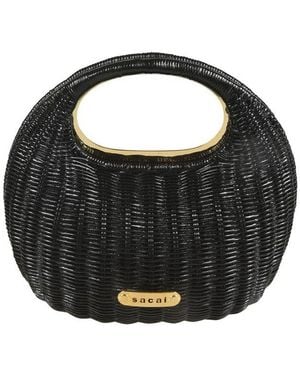 Sacai Logo Plaque Round Bag - Black