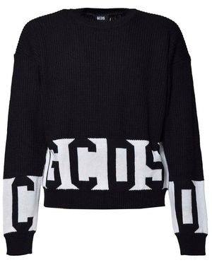 Gcds Logo Intarsia Crewneck Jumper - Black