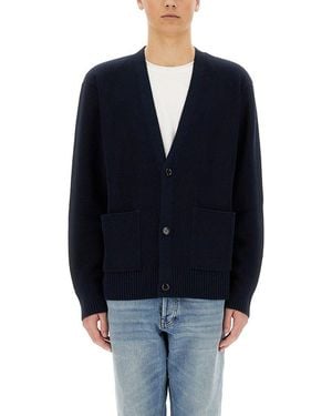 Lardini V-Neck Knitted Cardigan - Blue