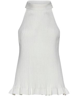Semicouture Ribbed Halter Top - White