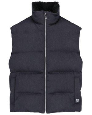 Fendi High-Neck Zipped Gilet - Blue