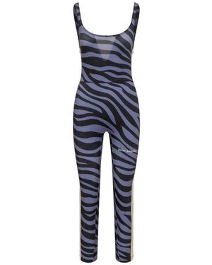 Palm Angels Zebra-Printed Scoop Neck Jumpsuit - Blue