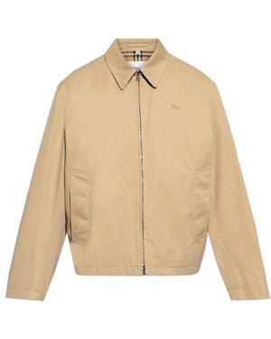 Burberry Collared Zip-up Jacket - Natural