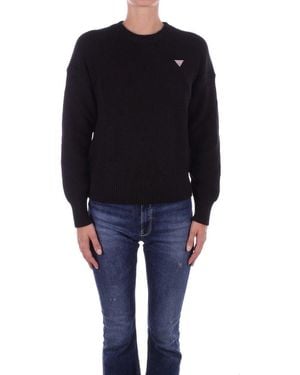 Guess Logo Patch Crewneck Sweater - Blue